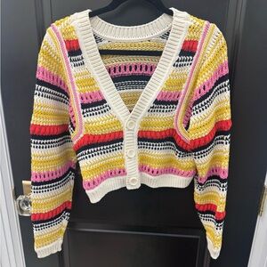 ba&sh Multicolor Chunky Knit Cropped Cardigan